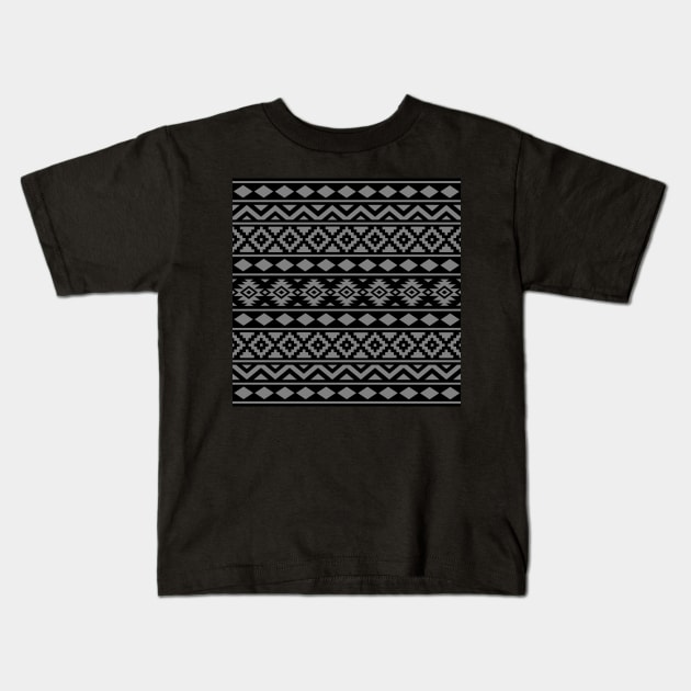 Aztec Essence Pattern Gray on Black Kids T-Shirt by NataliePaskell